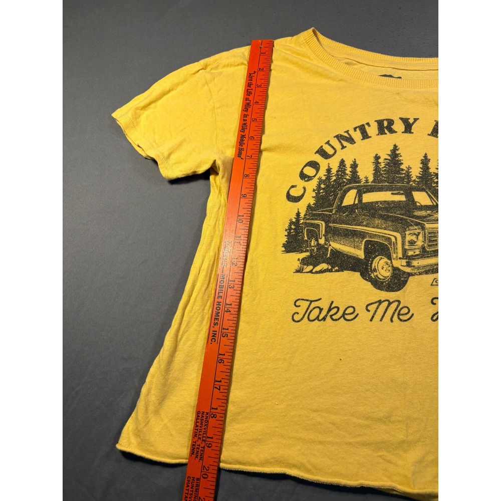 GM Chevrolet Country Roads Take Me Home Yellow Graphic Tee Shirt Medium Cotton - Picture 4 of 10